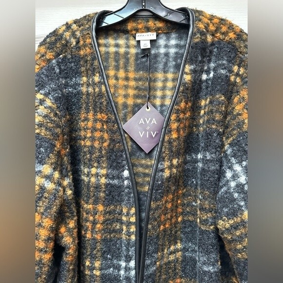 Ava & Viv Rust Plaid Overcoat Size 4X - Picture 6 of 6